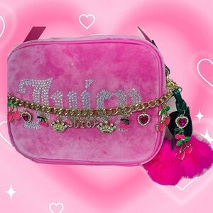SOLD New Juicy Couture Hot Pink Velour Bag and Accessories